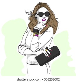 Model fashion. Sketch, excellent vector illustration, EPS 10