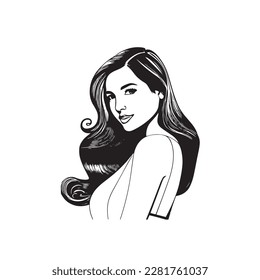 A model girl line art vector works