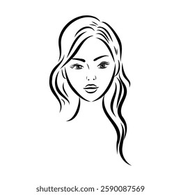model girl's head, vector sketch. Fashion illustration. Woman's Hair Style