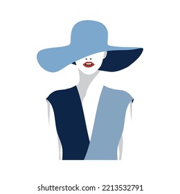 modelo en un sombrero de azul