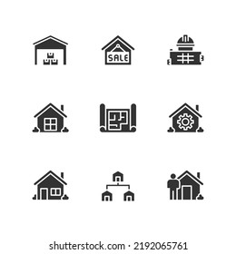 Iconos de la Casa Modelo Ilustración vectorial , Edificio , Casa Residencial 