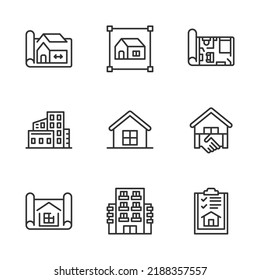 Model House Line Icons Vector Illustration , Building , Home , Residential House 