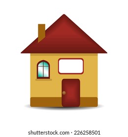Model of the house with a sign for your text isolated on white
