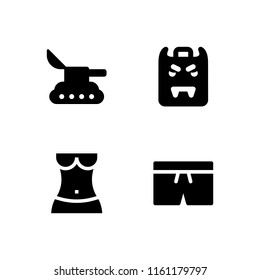 model icon. 4 model set with tank, vampire, body and swimsuit vector icons for web and mobile app