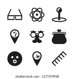 model icon. 9 model vector icons set. pin, swimming pool pin and hair style icons for web and design about model theme