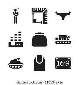 model icon. 9 model vector icons set. volume, thinking and purse icons for web and design about model theme