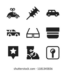model icon. 9 model vector icons set. pin, boot and star pin icons for web and design about model theme
