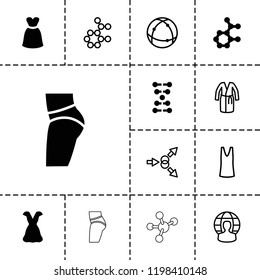 Model icon. collection of 13 model filled and outline icons such as dress, singlet, dna, atom, atom move, user globe. editable model icons for web and mobile.
