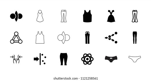 Model icon. collection of 18 model filled and outline icons such as singlet, woman pants, dress, connection, slim, atom. editable model icons for web and mobile.