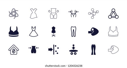 Model icon. collection of 18 model filled and outline icons such as slim, connection, woman pants, dress, atom, buying a house. editable model icons for web and mobile.