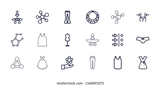 Model icon. collection of 18 model outline icons such as slim, mannequin, female underwear, singlet, woman pants, dress, atom move. editable model icons for web and mobile. Model icon. collection of 18 model outline icons such as slim, mannequin, female underwear, singlet, woman pants, dress, atom move. editable model icons for web and mobile.