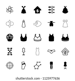 Model icon. collection of 25 model filled and outline icons such as slim, sport bra, singlet, dress, buying a house, user globe. editable model icons for web and mobile.