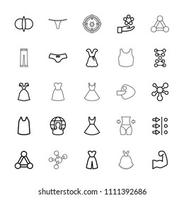 Model icon. collection of 25 model outline icons such as connection, female underwear, singlet, dress, atom fusion, atom move, dna. editable model icons for web and mobile.