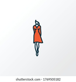Symbol für die farbige Linie des Models. Qualitativ hochwertiges, isoliertes Lady-Element im trendigen Stil.