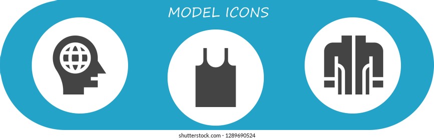  model icon set. 3 filled model icons. Simple modern icons about  - Head, Tank top, Jacket