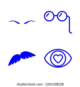 model icon set about mustache, eyebrow, eye and glasses vector set