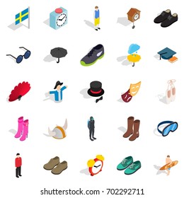 Model icons set. Isometric set of 25 model vector icons for web isolated on white background
