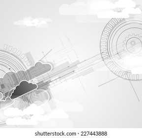 Model of Integration technology with cloud in the sky. Best ideas for Business presentation