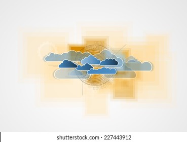 Model of Integration technology with cloud in the sky. Best ideas for Business presentation