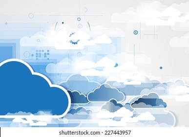 Model of Integration technology with cloud in the sky. Best ideas for Business presentation