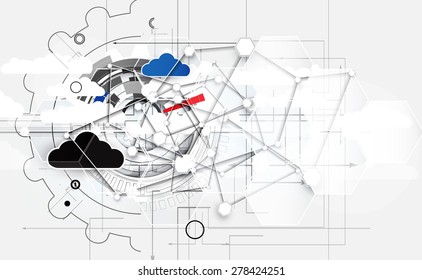 Model of Integration technology with cloud in the sky. Best ideas for Business presentation