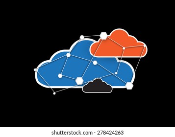 Model of Integration technology with cloud in the sky. Best ideas for Business presentation