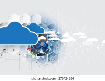 Model of Integration technology with cloud in the sky. Best ideas for Business presentation