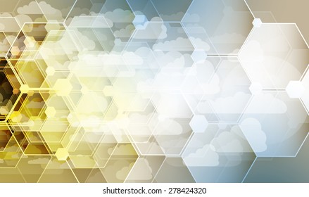 Model of Integration technology with cloud in the sky. Best ideas for Business presentation