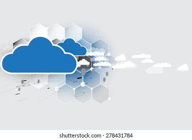 Model of Integration technology with cloud in the sky. Best ideas for Business presentation