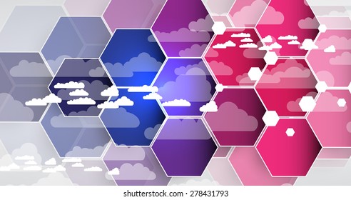 Model of Integration technology with cloud in the sky. Best ideas for Business presentation