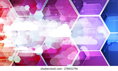 Model of Integration technology with cloud in the sky. Best ideas for Business presentation
