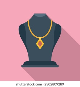 Model jewelry dummy icon flat vector. Fashion bust. Earring pearl