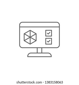 Model, laptop, 3d printing icon. Element of 3d printing icon. Thin line icon for website design and development, app development. Premium icon