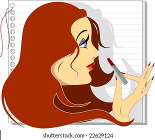 model with lipstick	