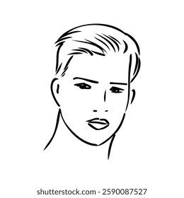 model man's head, vector sketch. Fashion illustration. man's Hair Style