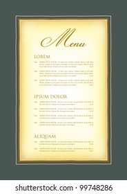 A model for the menu, certificate, diploma