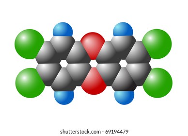 Model of a molecule of dioxin, toxic substance