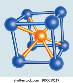 Modelo de molécula. Dibujo gráfico de entramado molecular. Imagen vectorial para logotipo o ilustración.