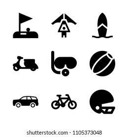 model, motor, isolate and ocean icons in Sport vector set. Graphics for web and design