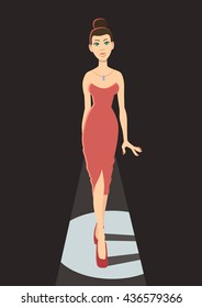 Model on the catwalk. cartoon vector illustration