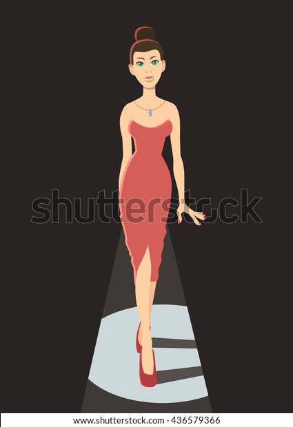 Søg anspore Springe Model On Catwalk Cartoon Vector Illustration Stock Vector (Royalty Free)  436579366