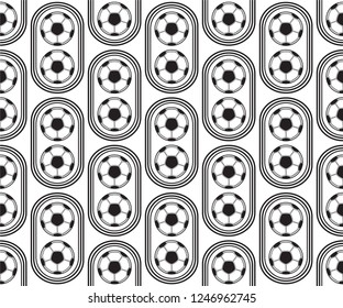 The model on a football subject. Pattern background. The vector model with black and white elements.
