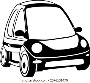 The model of a passenger car.For postcards, design and coloring.Vector illustration drawn by hand.