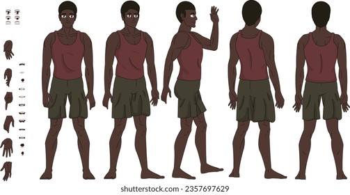 model, posing, clothes, character, cartoon, style, fashion, people, figure, body, man, young, men, human, turn around, turnaround, person, vector, male, illustration