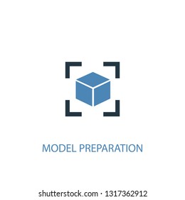 model preparation concept 2 colored icon. Simple blue element illustration. model preparation concept symbol design. Can be used for web and mobile UI/UX