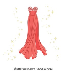 Model of a red evening dress.