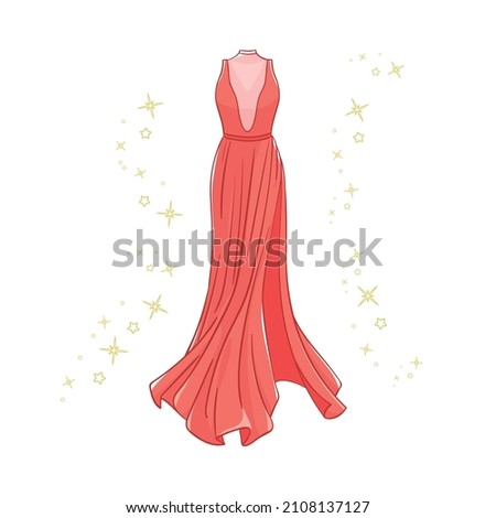 Model of a red evening dress.