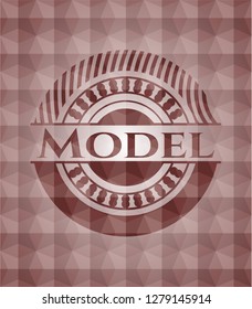 Model red seamless polygonal badge.