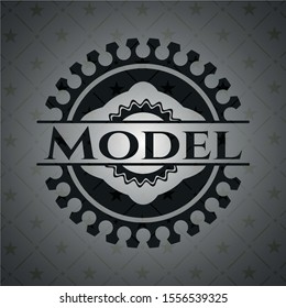 Model retro style black emblem. Vector Illustration. Detailed.