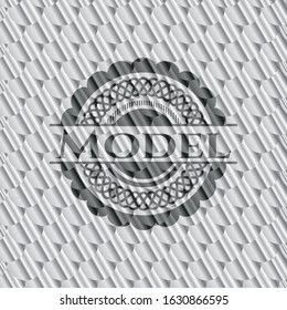Model silver color emblem. Scales pattern. Vector Illustration. Detailed.